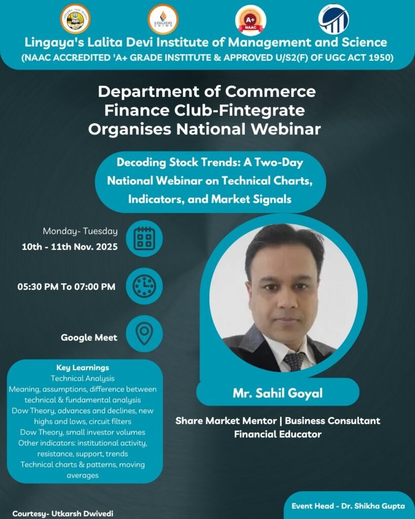 Mr. Sahil Goyal as Key Speaker at National Webinar on Technical Analysis